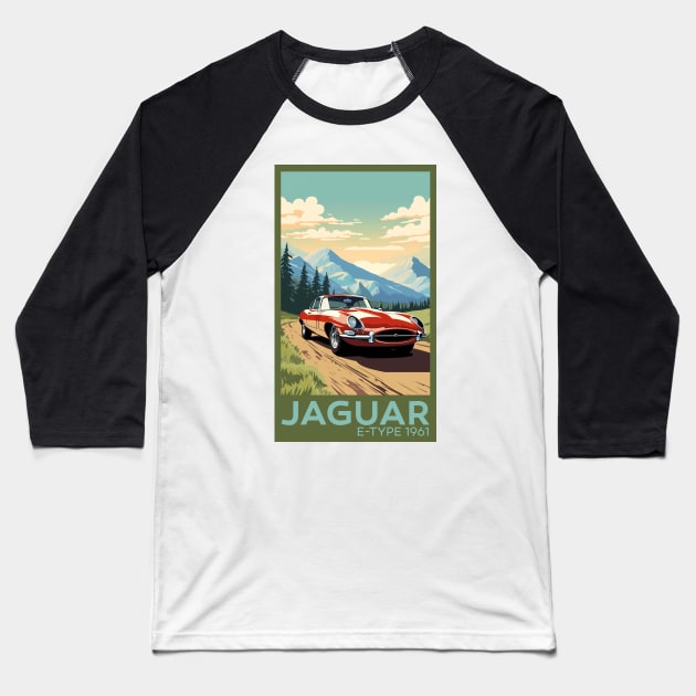 Jaguar E-Type Series 1 Baseball T-Shirt by MaxDeSanje 